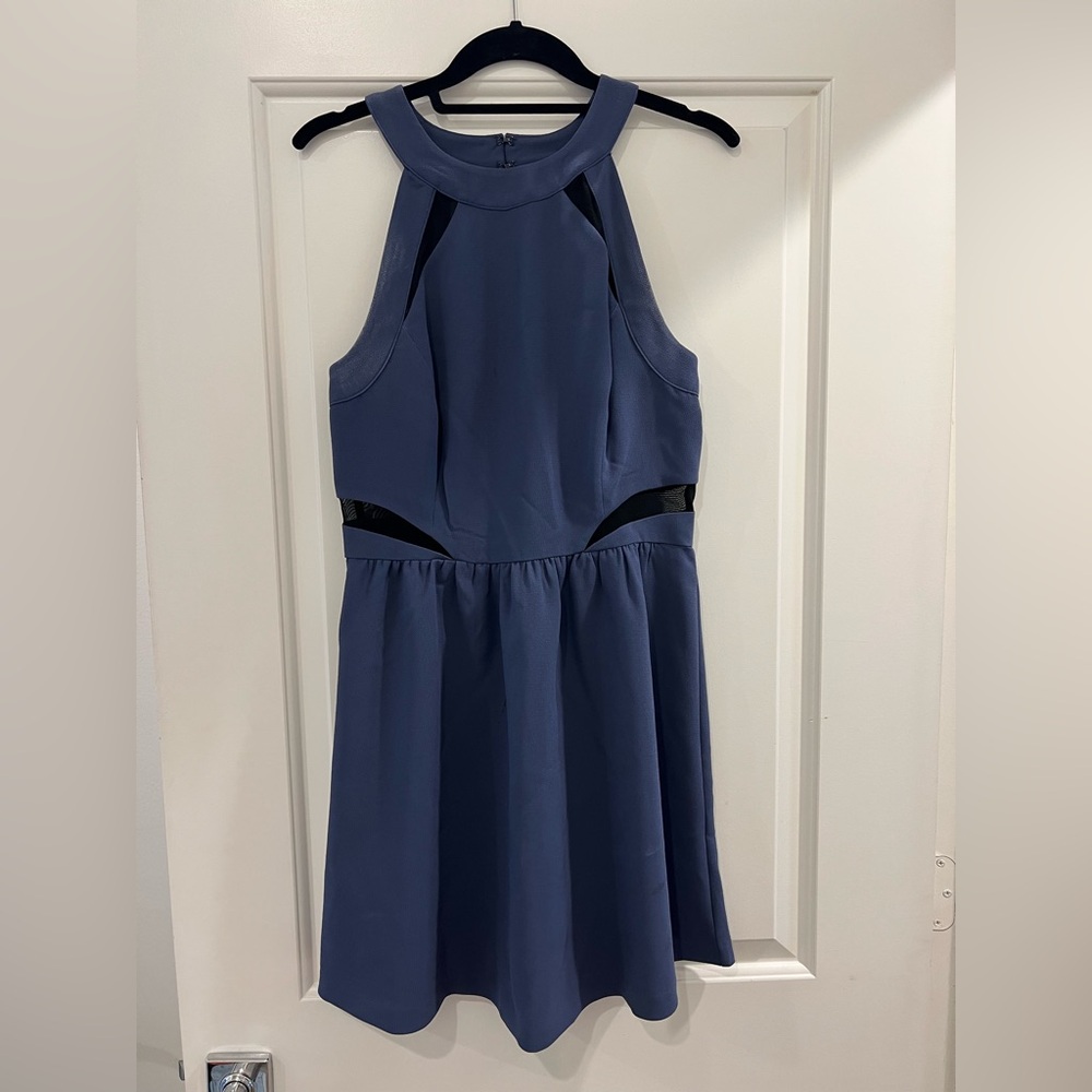 BCBGeneration Blue and Black Halter Cocktail Dress. Only worn once!